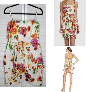 Betsey Johnson Floral Peplum Sleeveless/Strapless Dress PLUS Sz 14 EUC